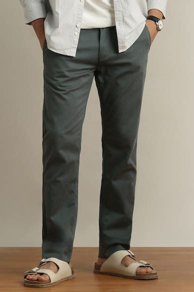 Buy Men Grey Solid Slim Fit Casual Trousers Online - 39977468 | Peter ...