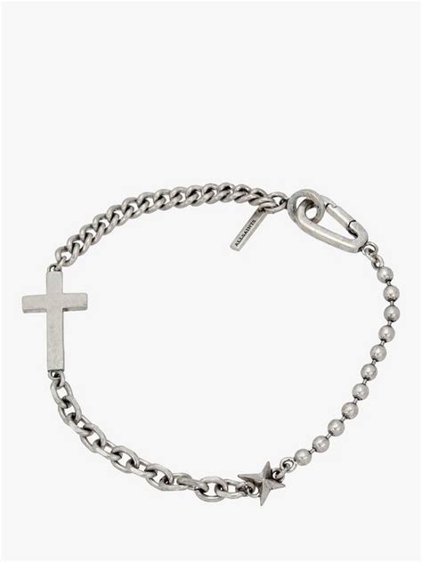 AllSaints Unisex Celestial Charms Mixed Chain Bracelet, Warm Silver