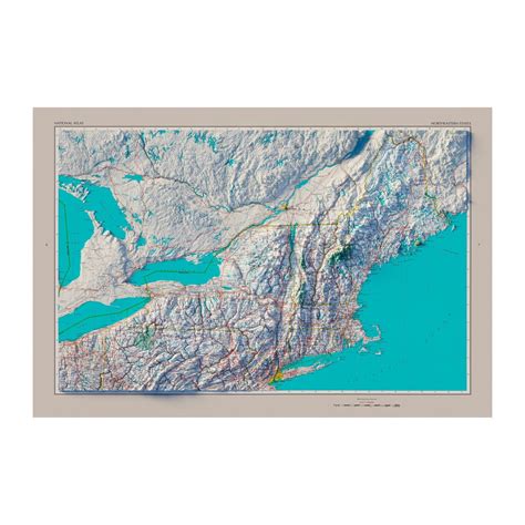 Vintage Relief Map of Northeastern States (1970) | Muir Way