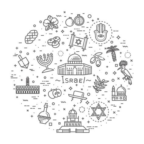 Israel-Symbole gesetzt Tourismus und Sehenswürdigkeiten dünnes ...