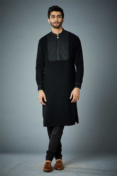 Gargee Designer's 3D BLACK TEXTURED TENCIL KURTA SET