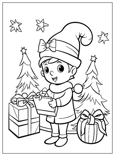 Kids Elf Coloring Page