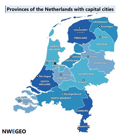 Netherlands map: provinces and capital cities - NWEGEO