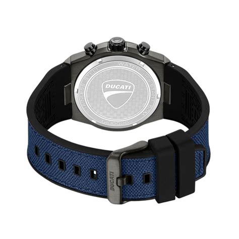 Ducati Supermotos Black and Blue Dial Chronograph in Nylon Cum Rubber ...