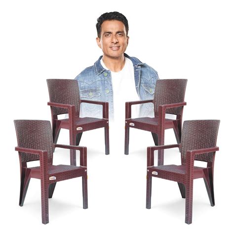 AVRO FURNITURE Plastic Rattan Chairs| Set of 4 | Plastic Chairs for ...