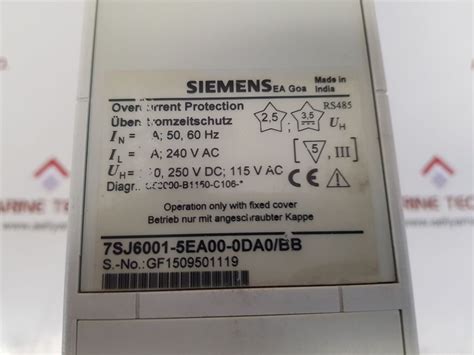 Siemens 7sj6001-5ea00-0da0/bb overcurrent protection new – Aeliya ...