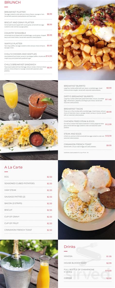 Chill Bar & Grill Grapevine menu in Grapevine, Texas, USA