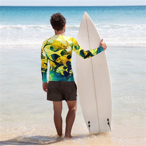 Tico Beach Men's Rash Guard Under the Sea Long Sleeve Rash Guard for ...