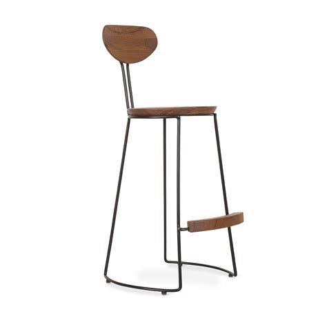 Viboko - Metal High Chair, Teak Seat & Back | Alankaram
