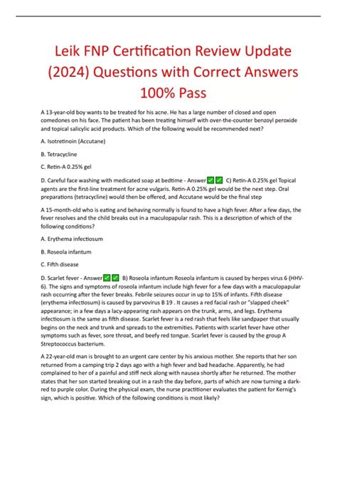 Leik FNP Certification Review Update (2024) Questions with Correct ...
