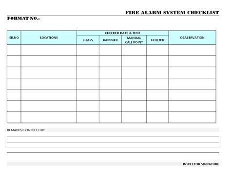 printable fire alarm log sheet template