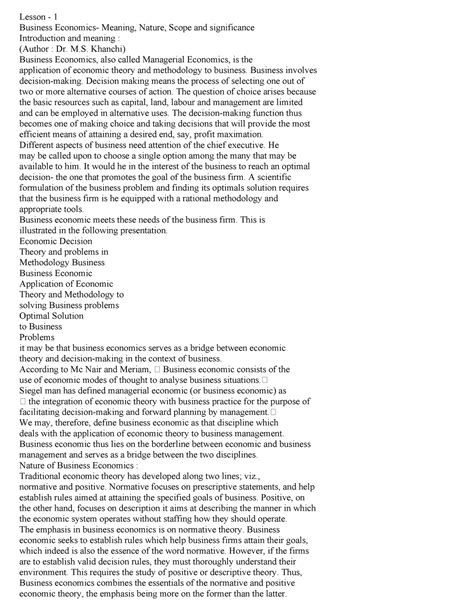 B.Com 1st year Business Economics- Meaning, Nature, Scope and ...