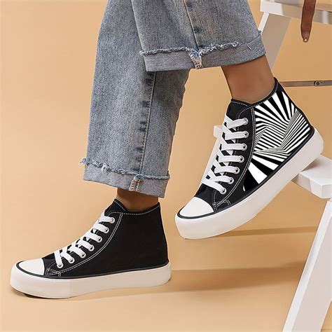 Vision Trap Dizzy Stripe Pattern Lightweight High Top Canvas Sneakers ...