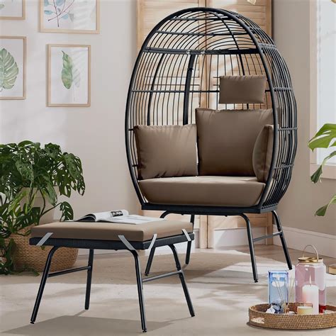 Amazon.com : YITAHOME Outdoor Egg Chair with Footrest, Patio Wicker ...