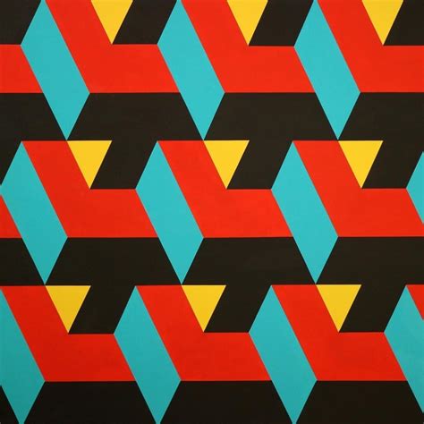 Geometric Abstraction Art: Red, Yellow, and Blue Triangles Painting
