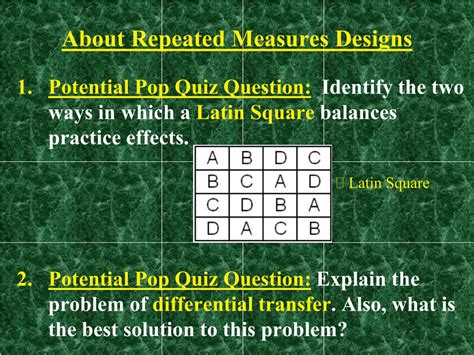 PPT - Mastering Repeated Measures Designs: An Overview with T-Tests and ...