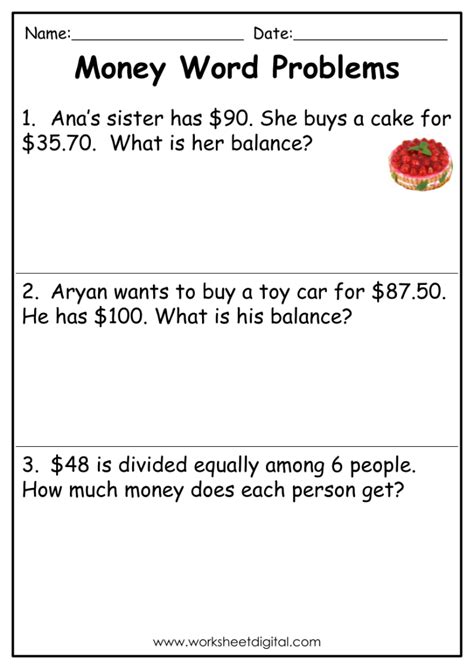 Image result for Money Math Problems Free