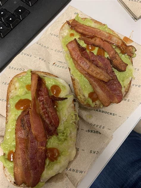 Made this little creation of grilled cheese with bacon, avocado spread ...