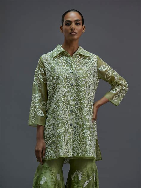 Grass Damask Stitched Cutwork Jacket