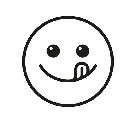 Premium Vector | Yummy smile emoji with tongue lick mouth delicious tasty food symbol for social ...