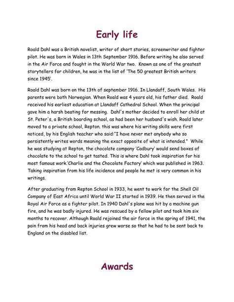 Roald Dahl English | DOCX