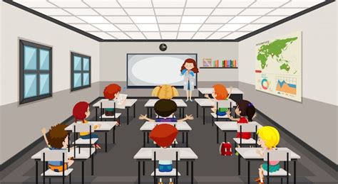 Students in modern classroom illustration | Free Vector
