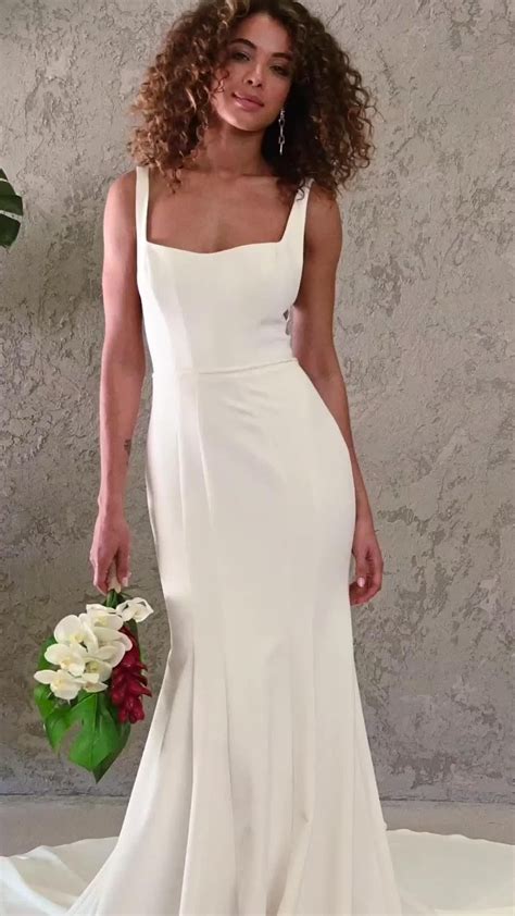 Pin on Our Gowns | Fit and flare wedding dress, Chic wedding dresses, Crepe wedding dress