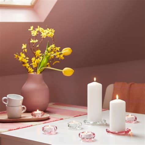 BLADFÅGEL candle dish, clear glass, 11 cm (4 ¼") - IKEA