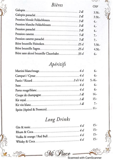 Menù completo e carta 2024 - Mi Piace a Carouge | TheFork