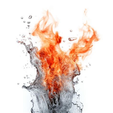 Dynamic contrast vertical movements of water and fire against a pure ...