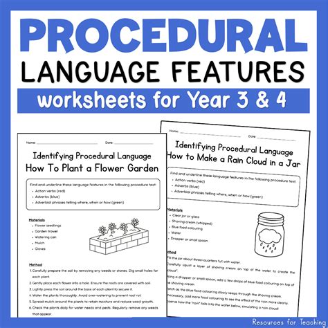 Procedural Language Features Worksheets | Resources for Teaching Australia