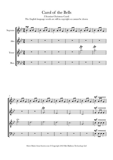 Carol of the Bells Sheet music for Choir - 8notes.com