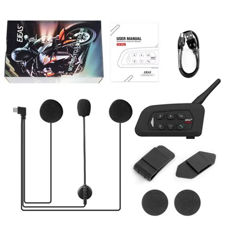 H4 Motorcycle Helmet Bluetooth Headset – Dual-Chip BT 5.1, 4-Way 1.2-Mile Intercom, 35-Hour Talk Time, Noise Cancellation, IP67, HD Speakers (2-Pack)