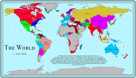 The World, 1850, following a renegotiated Treaty of Paris, a French ...