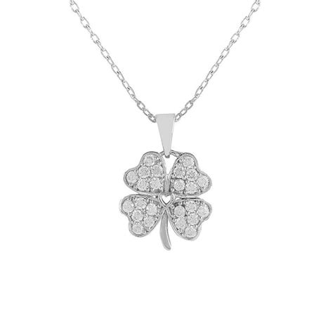 925 Sterling Silver CZ Clover Floral Pendant with Chain – VOYLLA