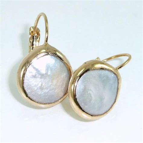 Vintage White Stone Golden Earrings – Claire Jewelry