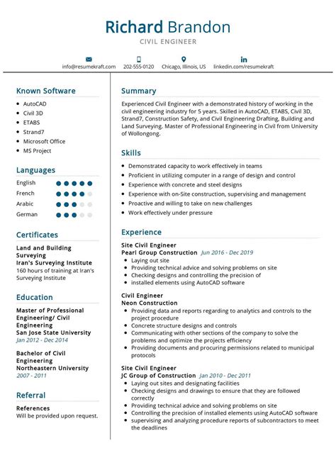 Civil Engineer Resume Example 的图像结果