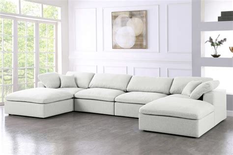 Uffizi Linen Deluxe Cloud Modular Down Filled Overstuffed Sectional ...