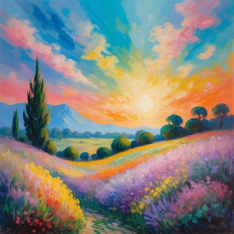 Pastel Dreamy Flower Fields Art Free Stock Photo - Public Domain Pictures