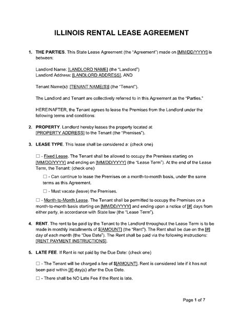 Illinois Residential Lease Agreement - Free PDF Template
