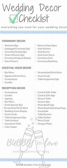 Wedding Ceremony Checklist by Wedding Decor Checklist Everything You Need To Plan Your Wedding Ceremony Checklist