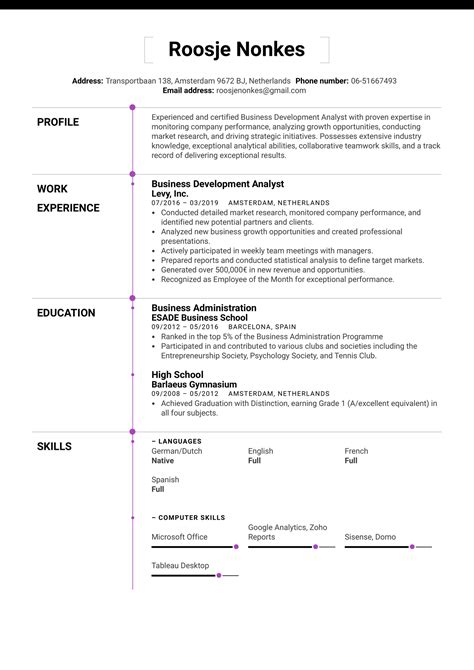 Business Development Analyst Resume Sample | Kickresume