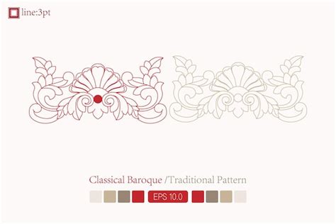Modello barocco simmetrico vintage Vector lineart Art Deco vittoriano ...