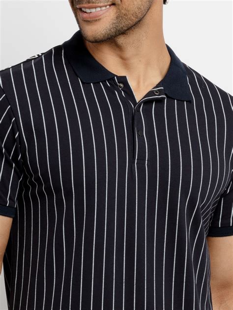 Buy Navy Printed Polo T Shirt - Regular Fit Polos | Status Quo