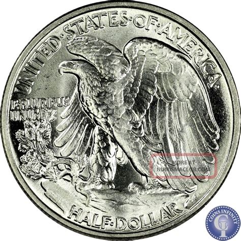 1942 P Unc Ms, Silver Walking Liberty Half Dollar Rare Usa Coin H61