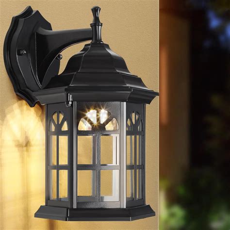 Caupel Outdoor Wall Sconces Light, 11.8" Black Exterior Wall Lantern ...