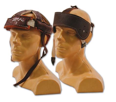 Lot Detail - Antique Leather Hockey Helmet Collection of Two