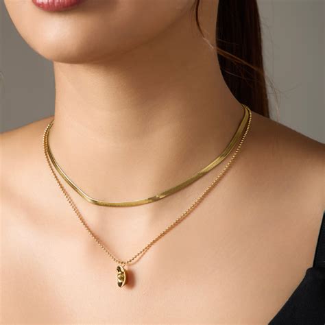 western style Gold-Tone two layer pendant Chain Necklace set for Women ...