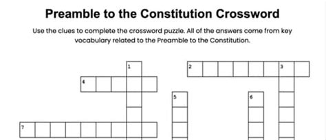 Constitution Preamble Summarize and Crossword by Irvine's Innovations