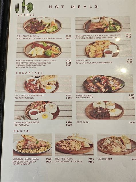 Menu at Pievana Roots Cafe, Santo Tomas